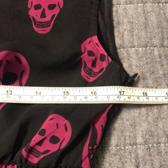 Sourpuss Black and Pink Skull High Low Dress - Picture 8 of 11